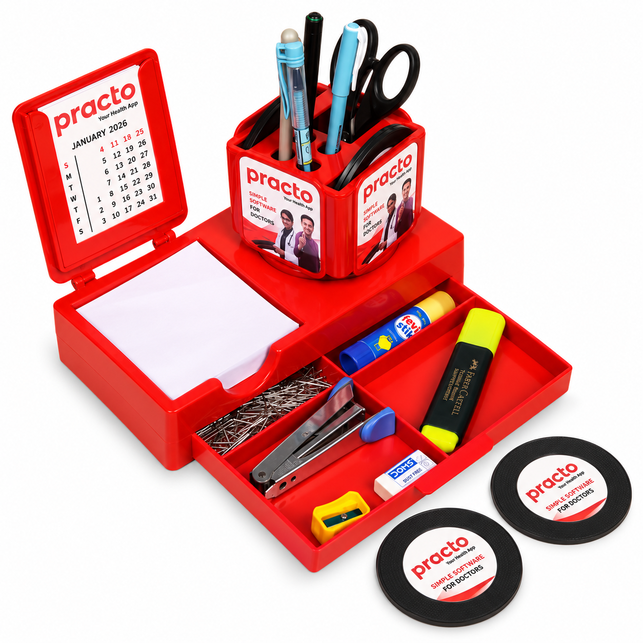 DO380/DO381 Revolving Desk Organiser with Coasters, Calendar and Drawer — DO380