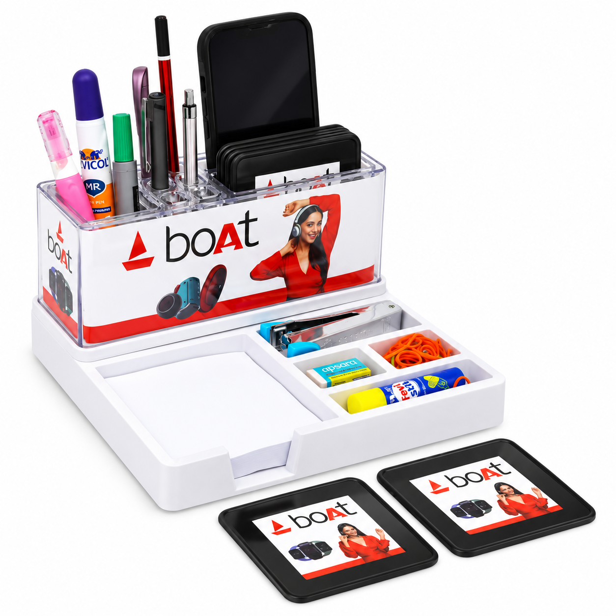 DO384 Desk Organiser with Six Coasters and 150-Sheet Chit Pad — DO384