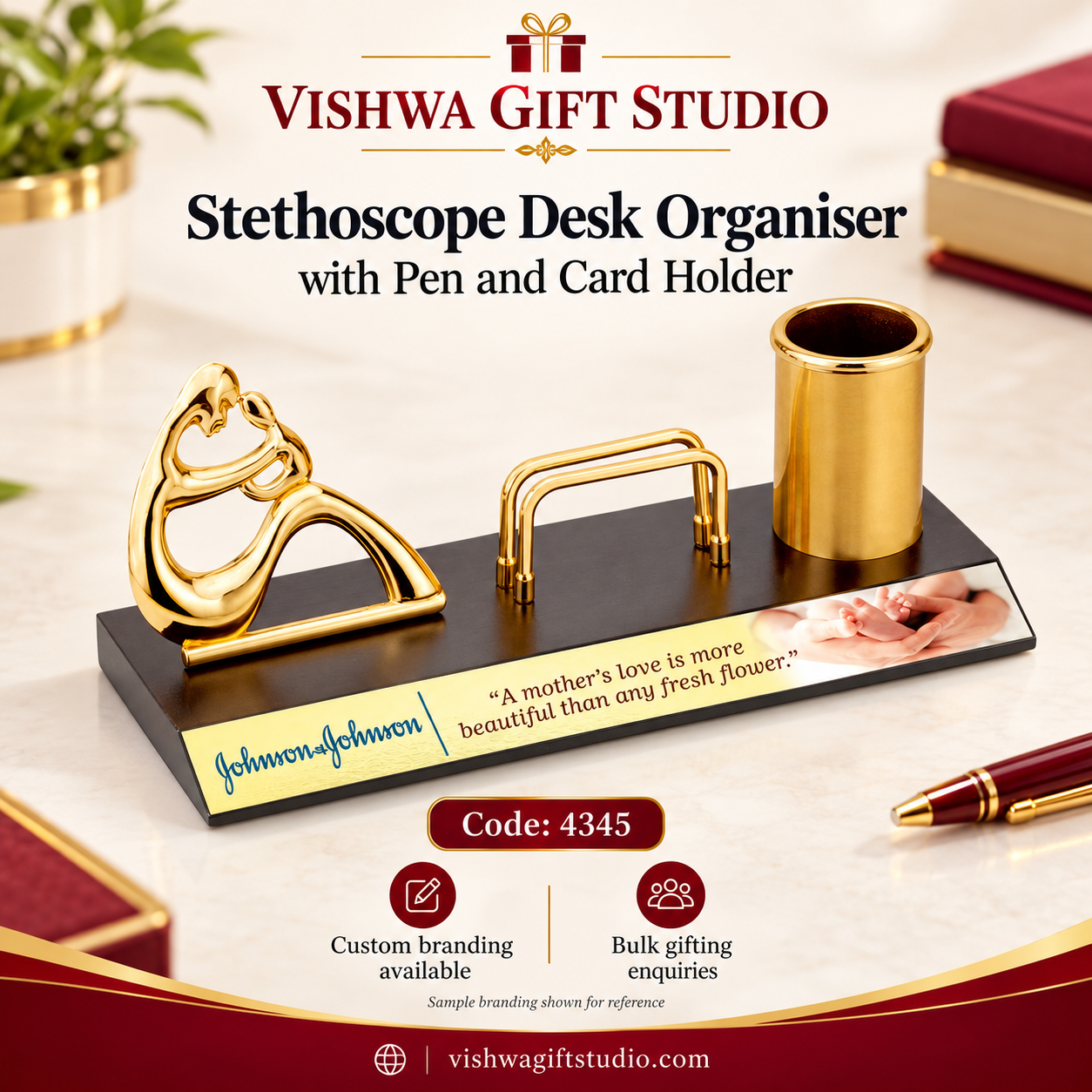4345 Stethoscope Desk Organiser with Pen and Card Holder - Image 2