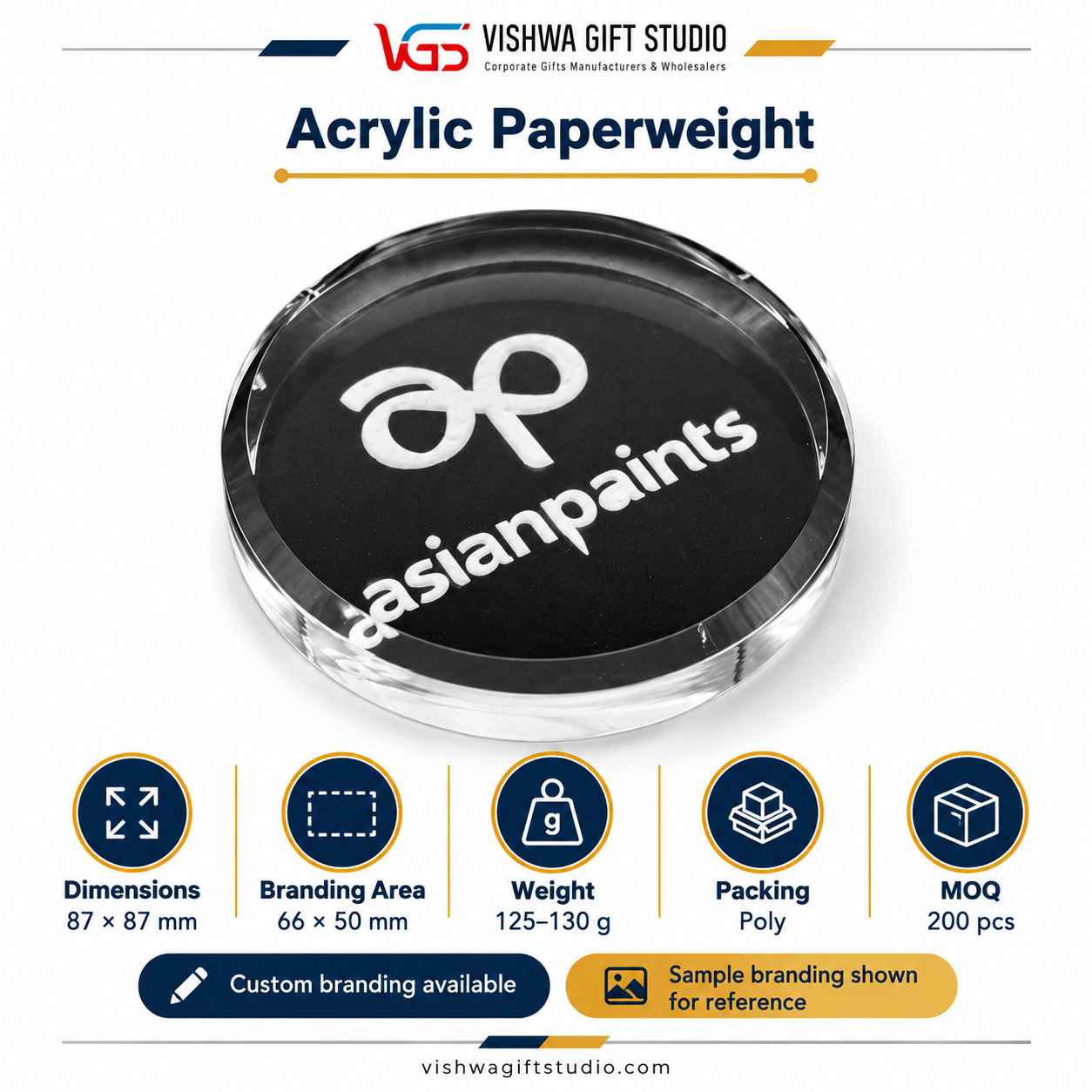 APW630 Thick Round Acrylic Paperweight - Image 2