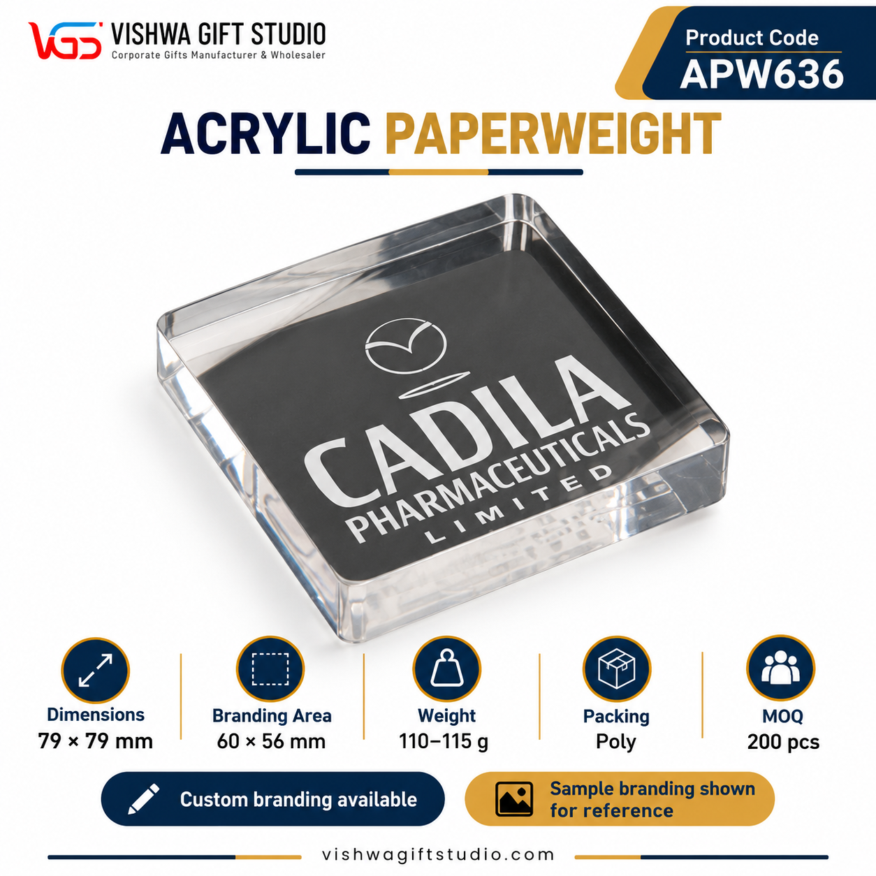 APW636 Square Acrylic Paperweight - Image 2