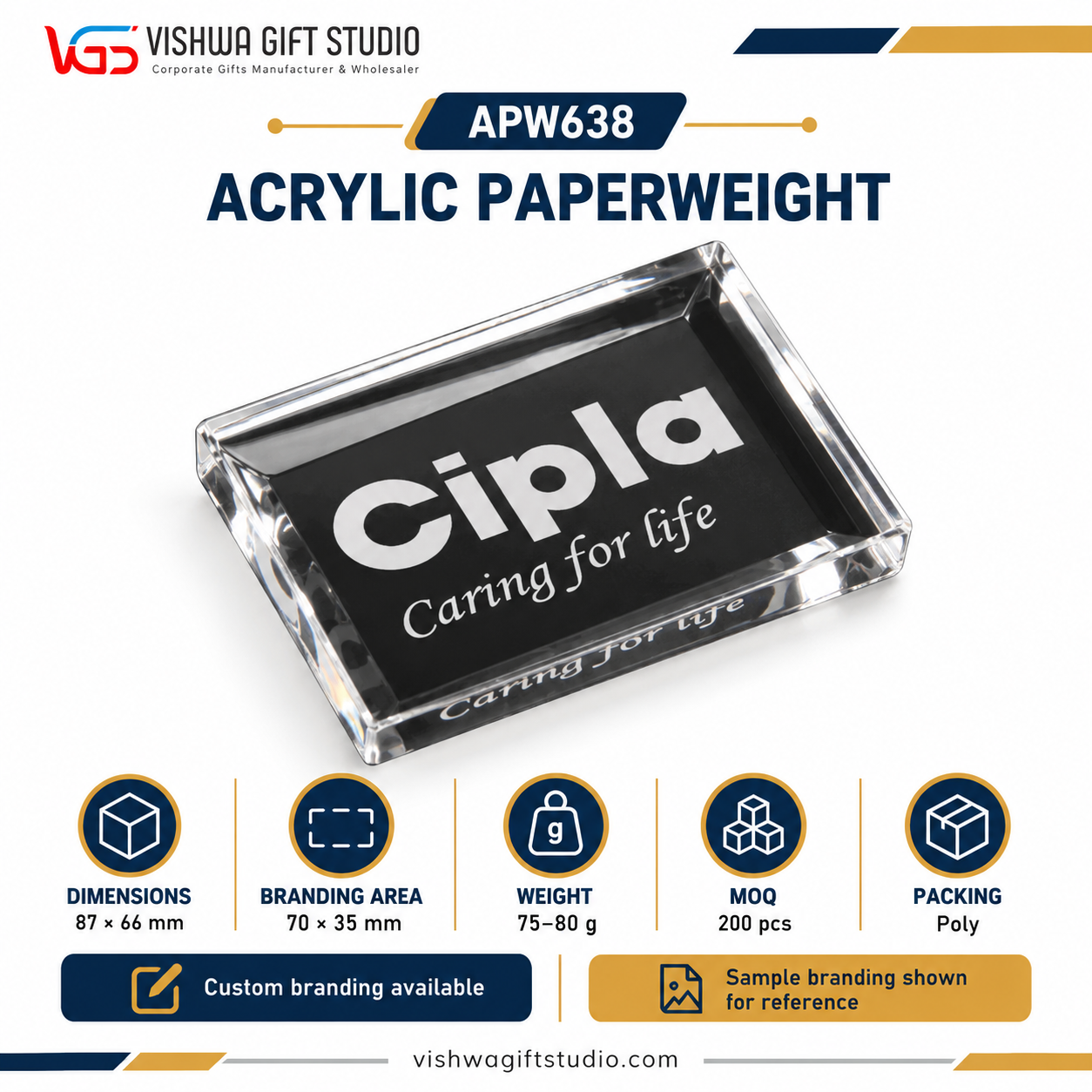APW638 Rectangular Acrylic Paperweight - Image 2