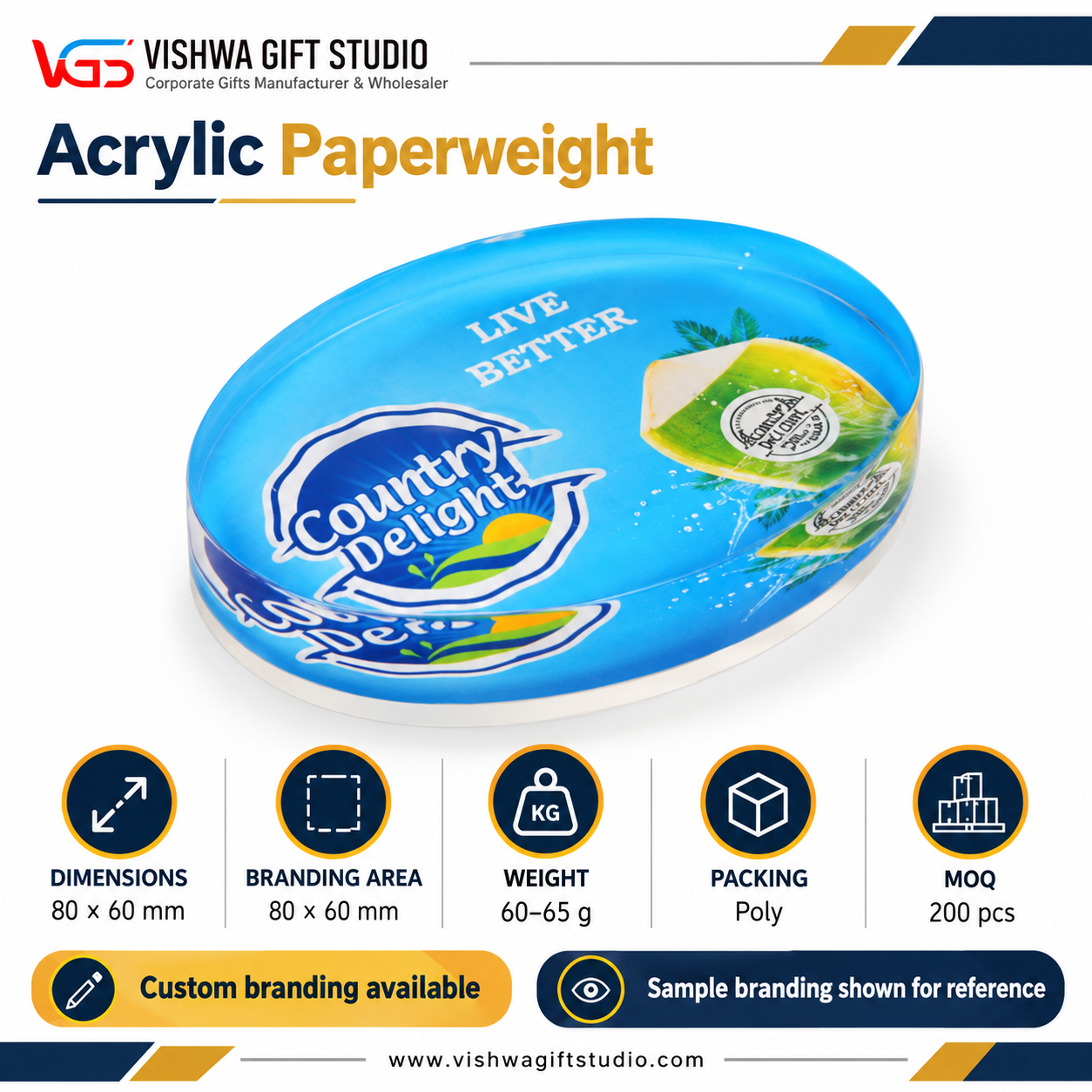 APW640 Oval Acrylic Paperweight - Image 2