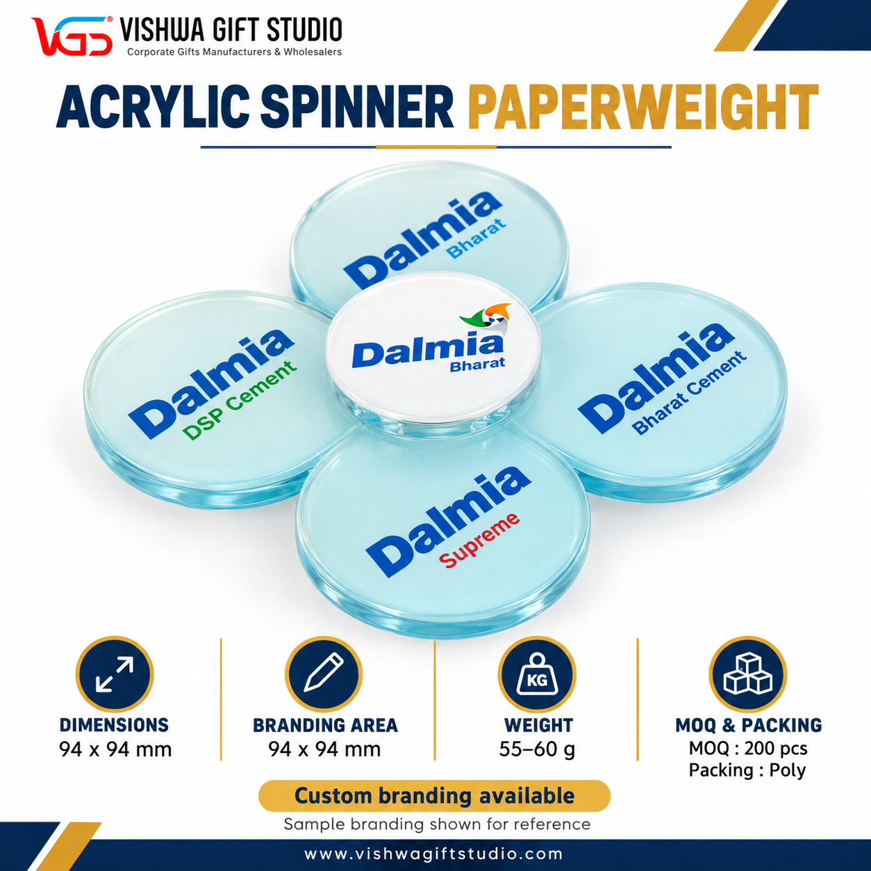 APW641 Four Arm Acrylic Spinner Paperweight - Image 2