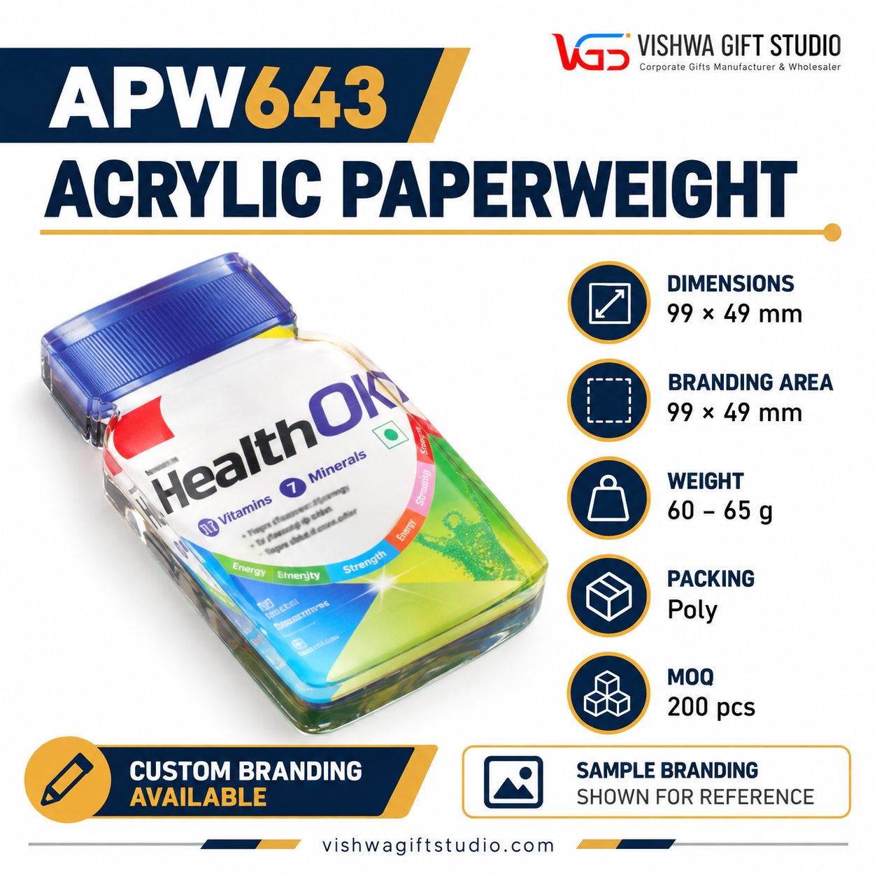 APW643 Bottle Shape Acrylic Paperweight - Image 2