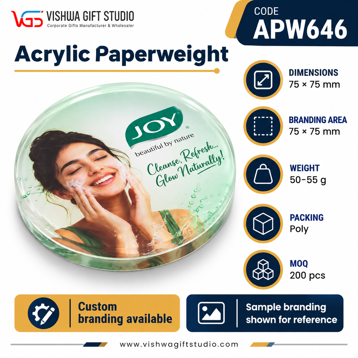 APW646 Round Acrylic Paperweight - Image 2
