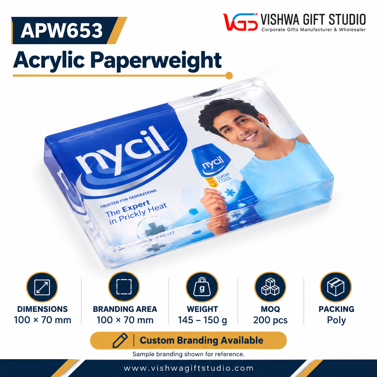 APW653 Rectangular Acrylic Paperweight - Image 2