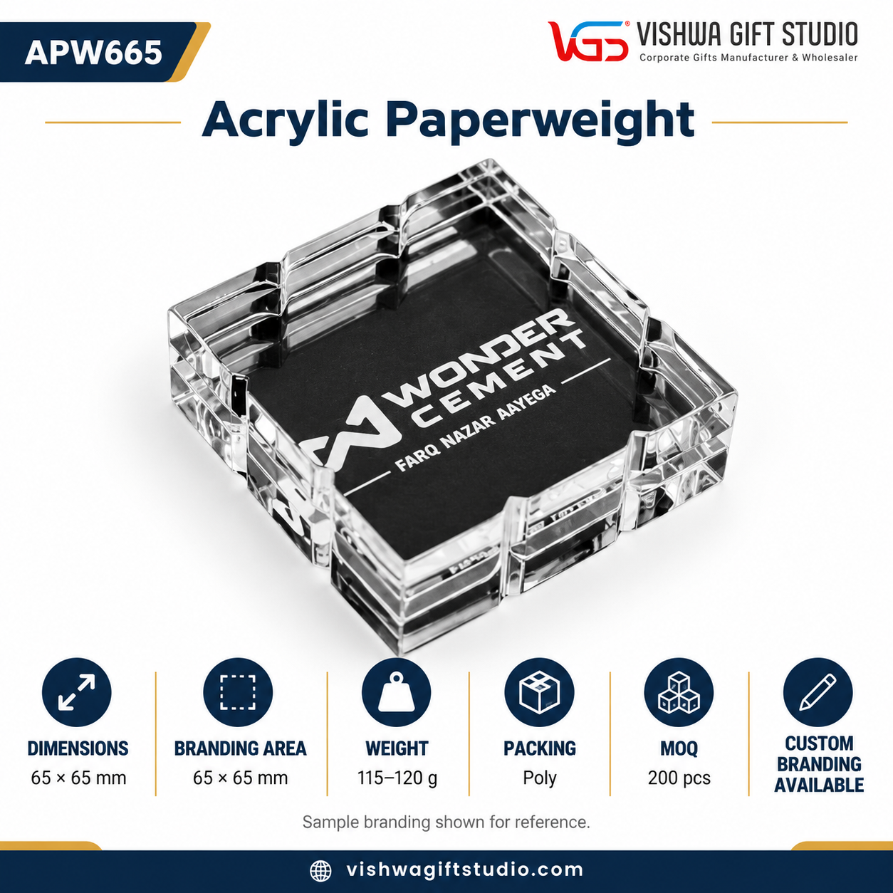 APW665 Sculpted Square Acrylic Paperweight - Image 2