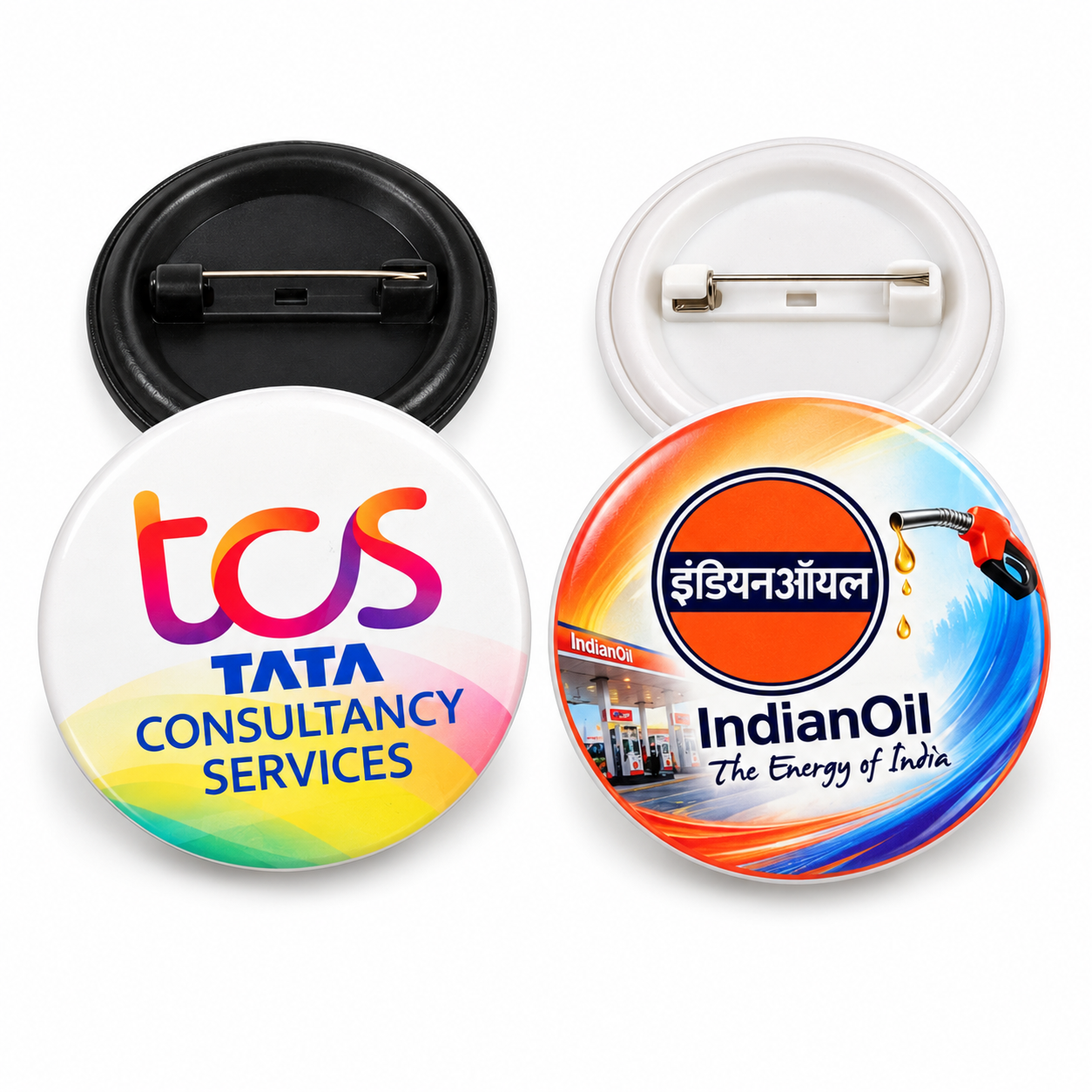 BD732 / BD733 58 mm Pin Badge – Black and White Base Options — BD732