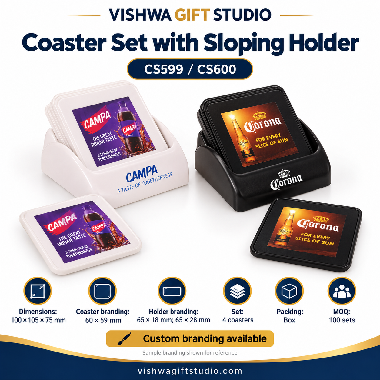 Coaster Set with Sloping Holder – CS599 / CS600 - Image 2