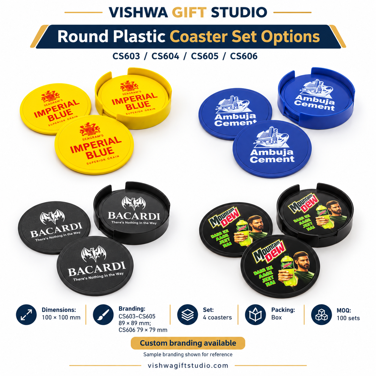 Round Plastic Coaster Set Options – CS603 / CS604 / CS605 / CS606 - Image 2