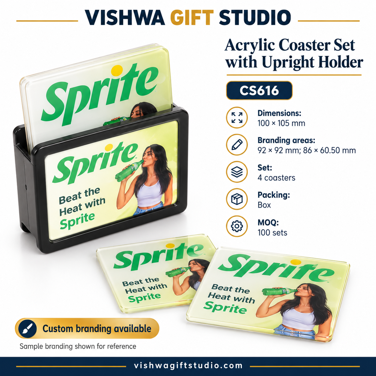 Acrylic Coaster Set with Upright Holder – CS616 - Image 2