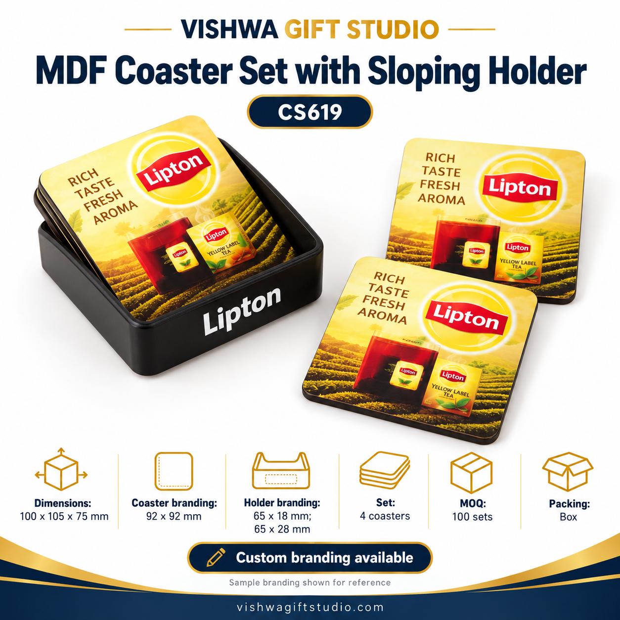 MDF Coaster Set with Sloping Holder – CS619 - Image 2