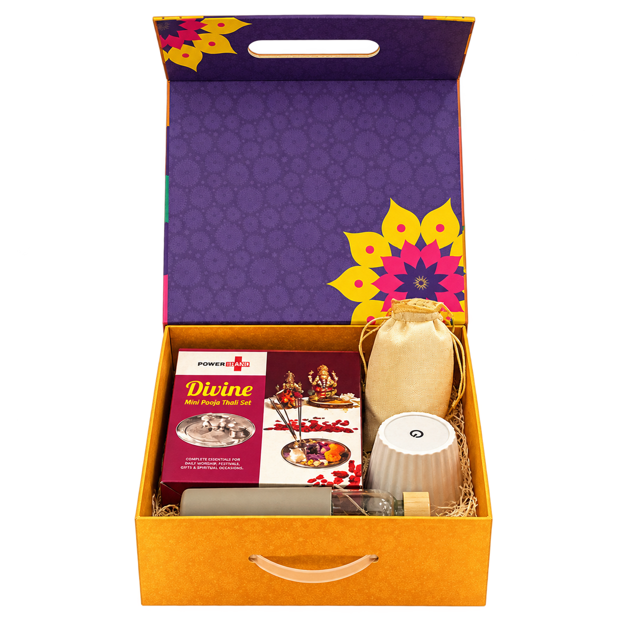 4-in-1 Pooja Thali & Table Lamp Diwali Gift Box — DW-Q241
