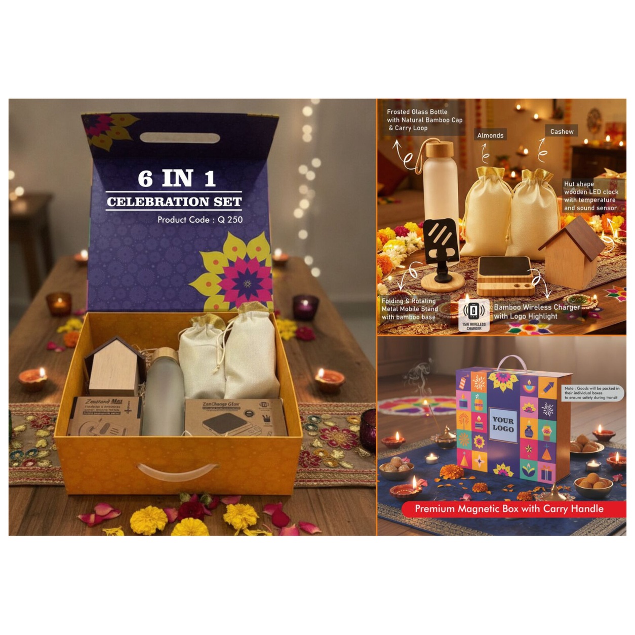 6-in-1 Bamboo Charging Diwali Gift Box — product information and promotional image