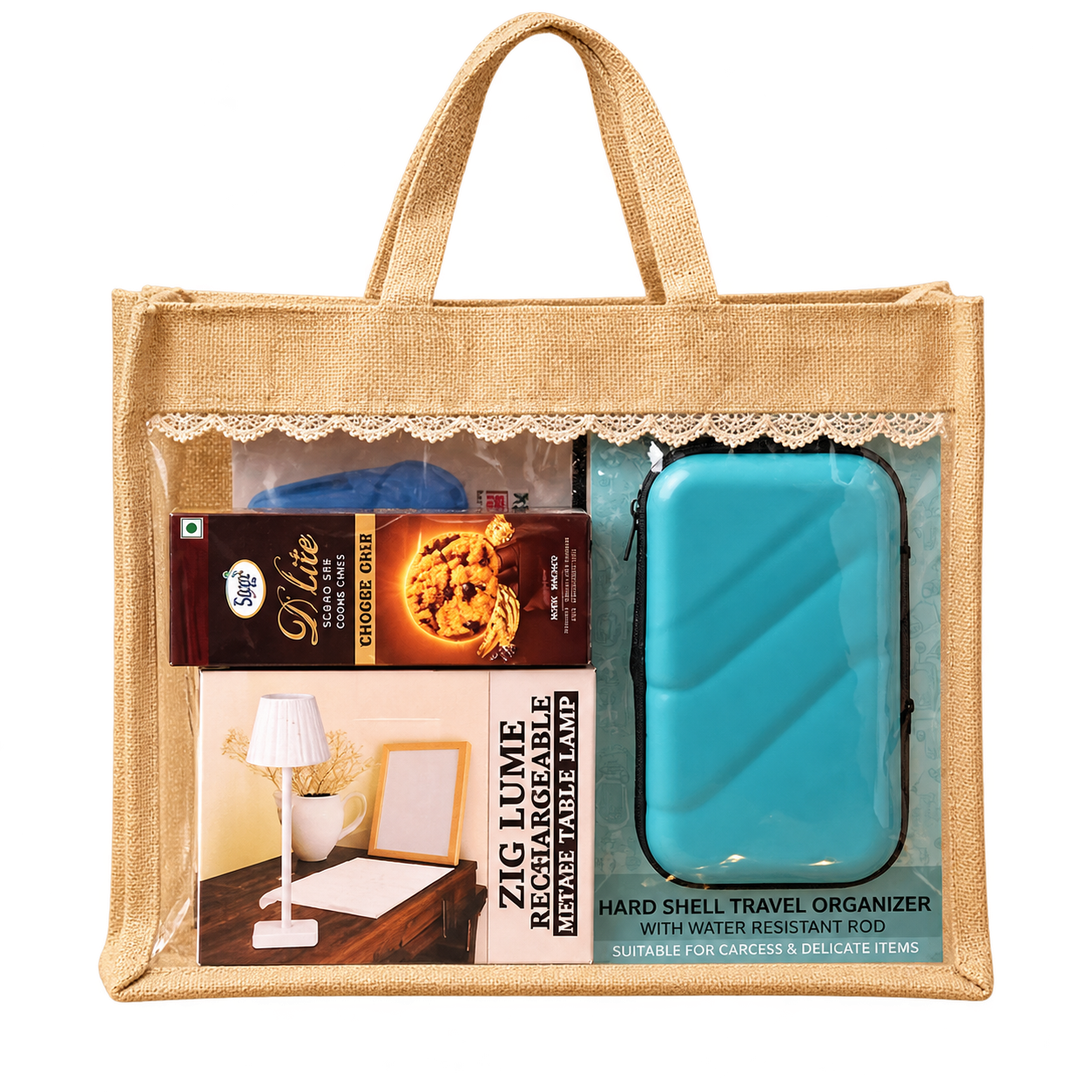 5-in-1 Travel Organizer Jute Diwali Hamper — DW-Q254