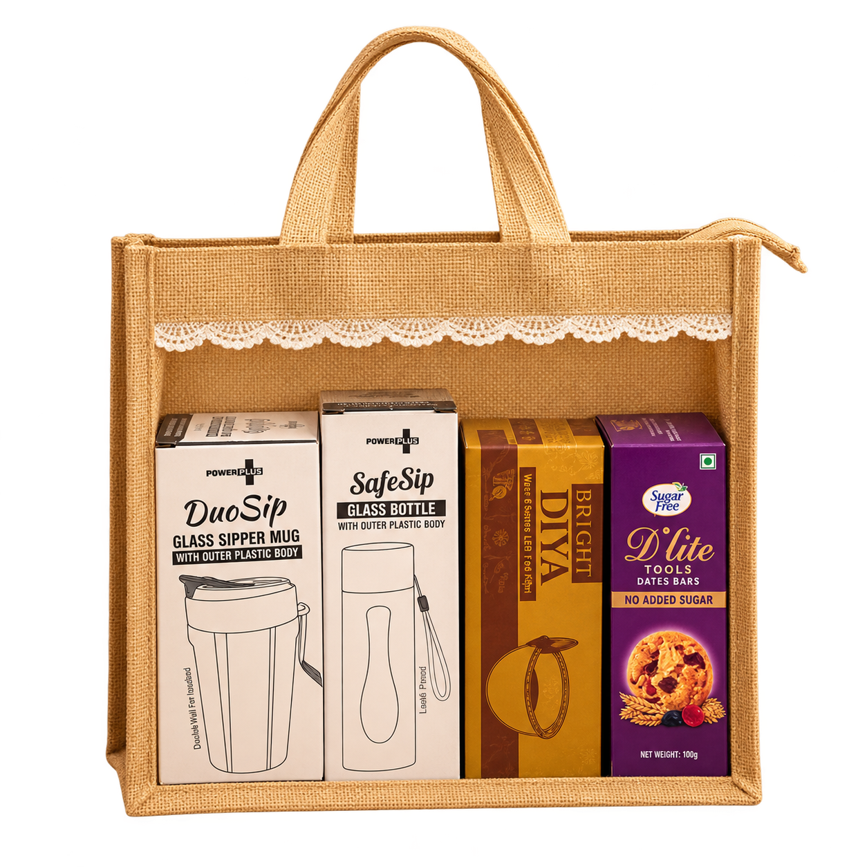 5-in-1 Sipper Mug Jute Diwali Hamper — DW-Q260 — DW-Q260