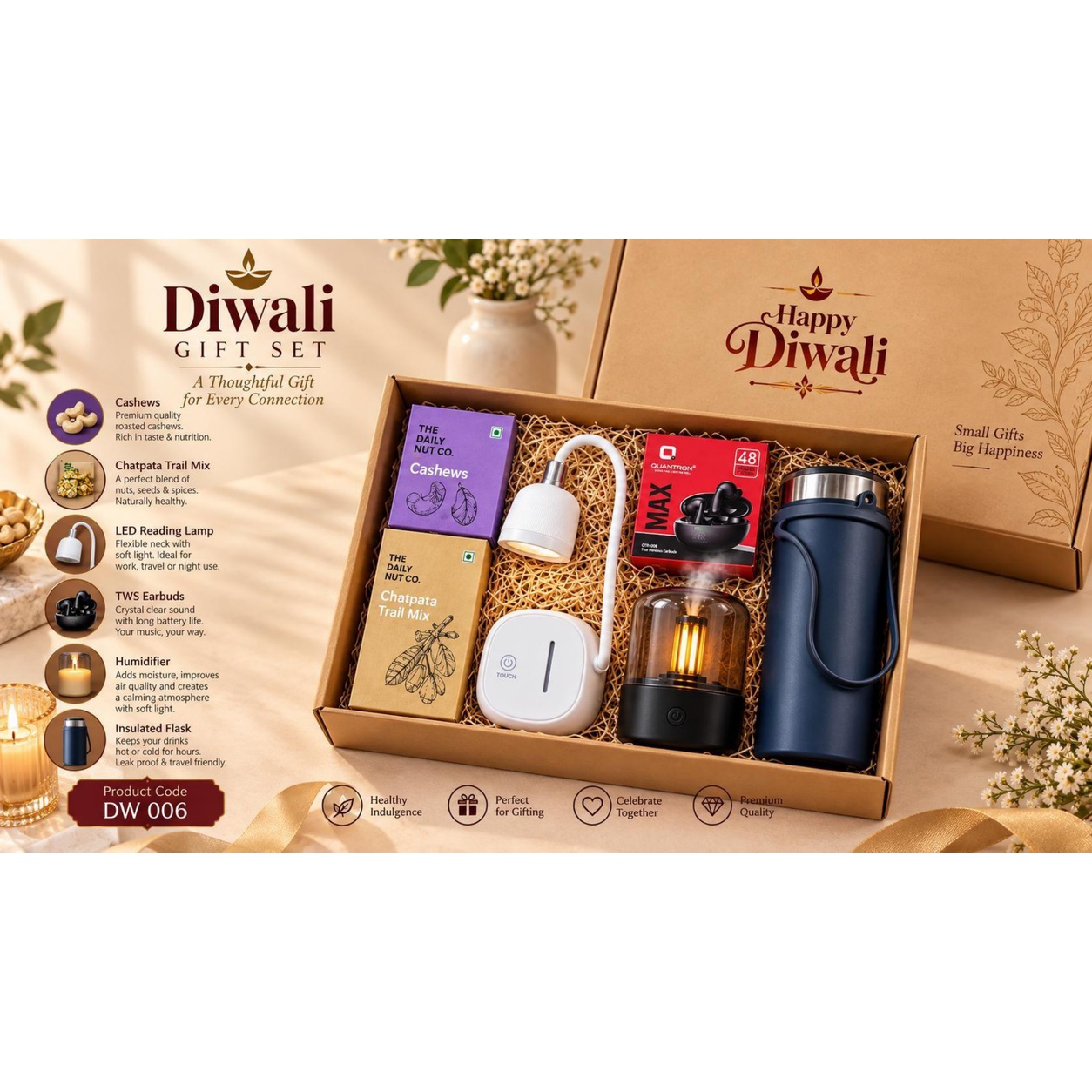 Tech Essentials & Dry Fruits Diwali Hamper — product information and promotional image