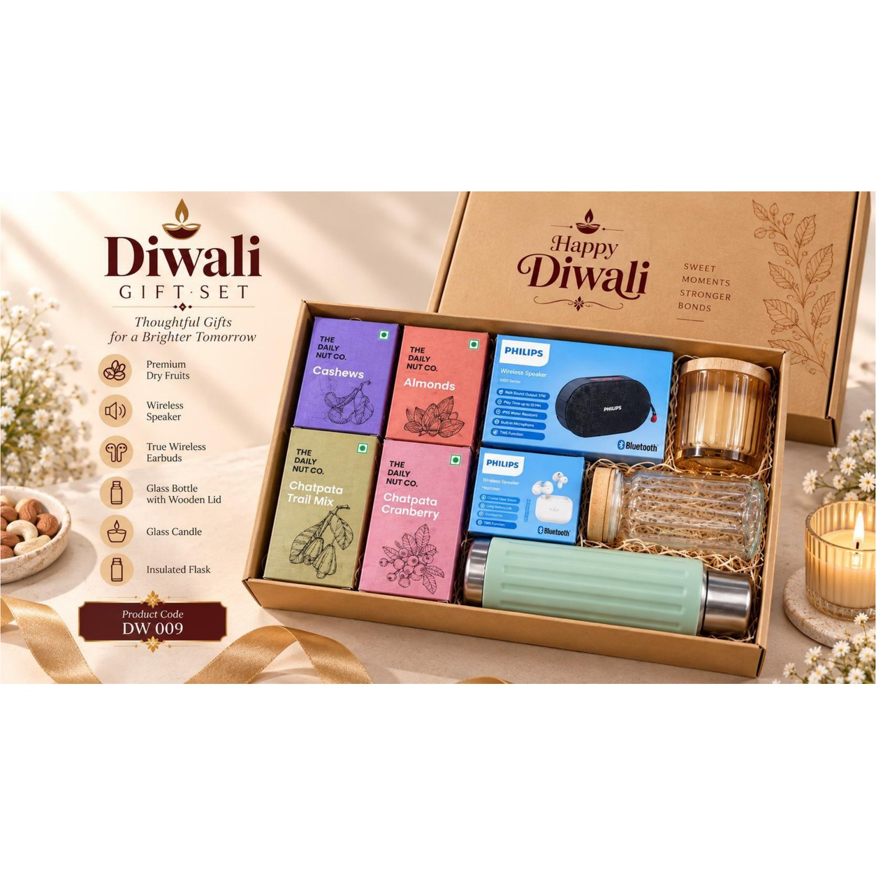Philips Audio & Dry Fruits Diwali Hamper — product information and promotional image
