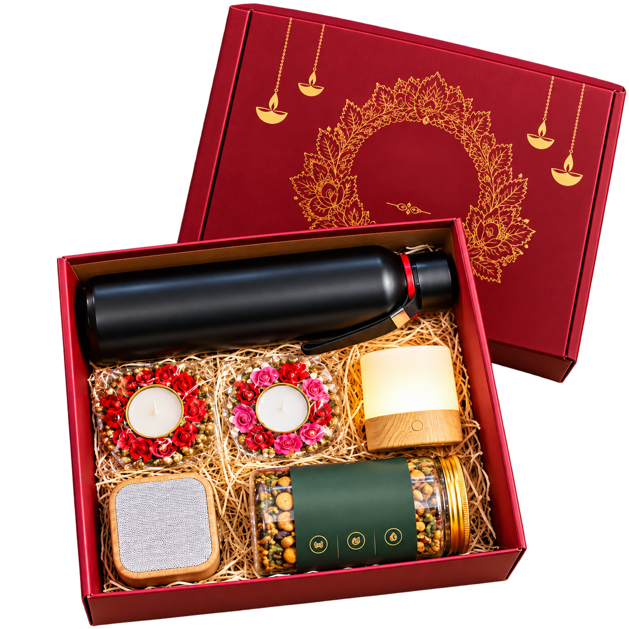 Flask, Decorative Diyas & Speaker Diwali Hamper — DW014 — DW014