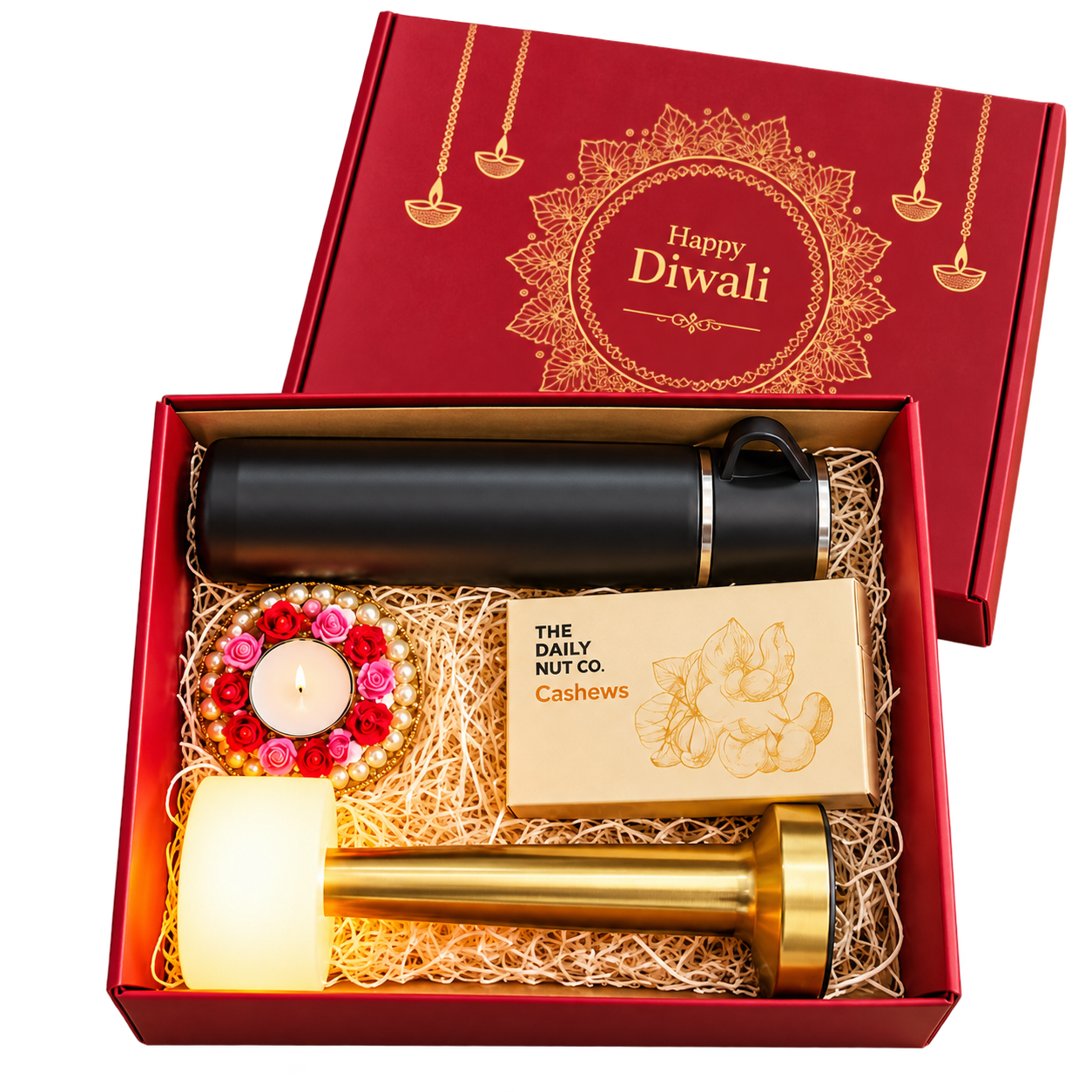 Insulated Flask & Gold Lamp Diwali Hamper — DW016 — DW016