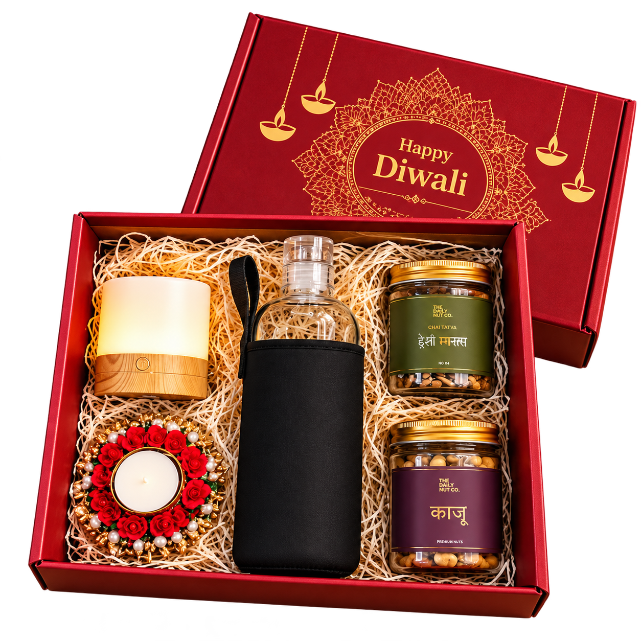 Glass Bottle & Festive Lamp Diwali Hamper — DW018 — DW018