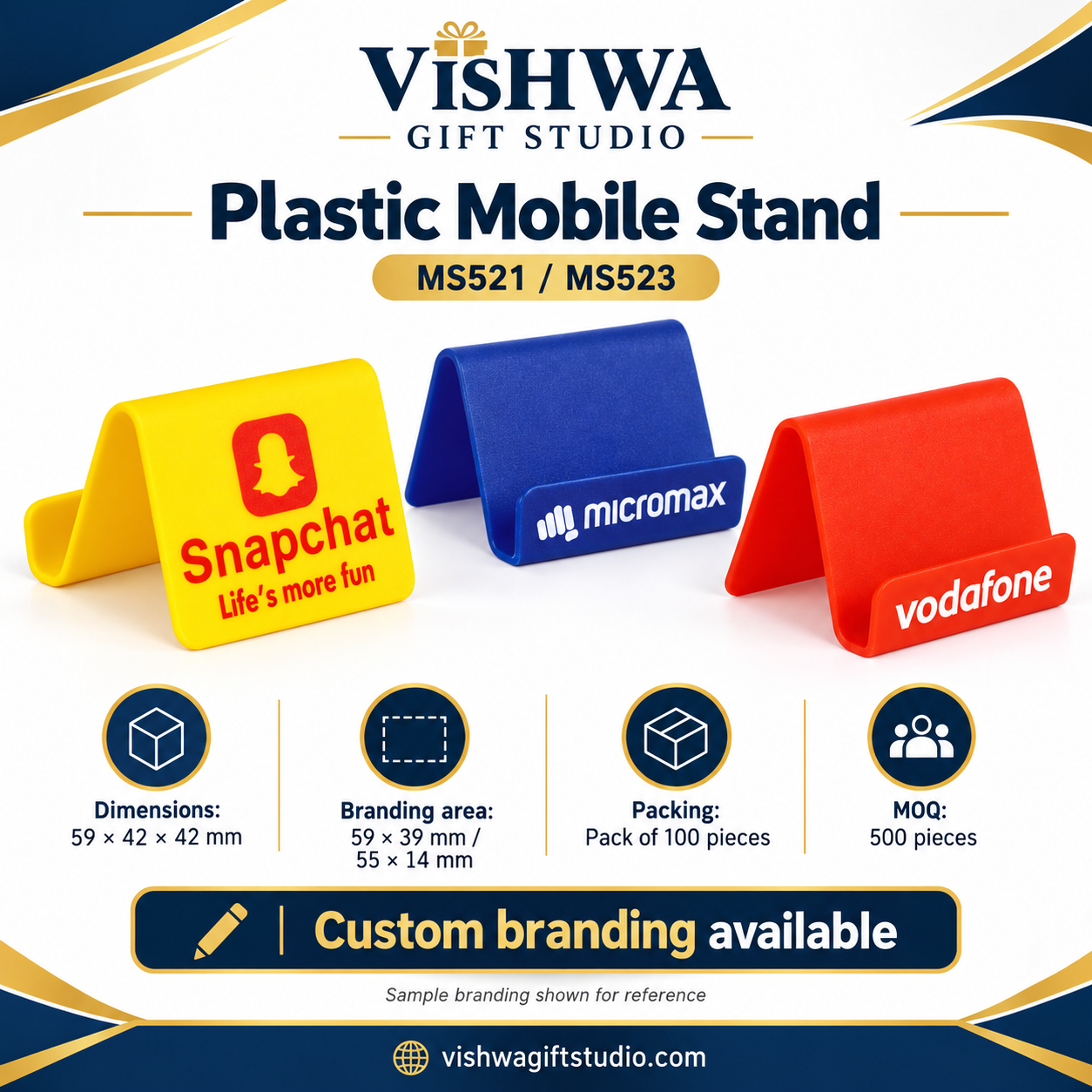 MS521 / MS522 / MS523 Compact Plastic Mobile Stand – Three Colours - Image 2