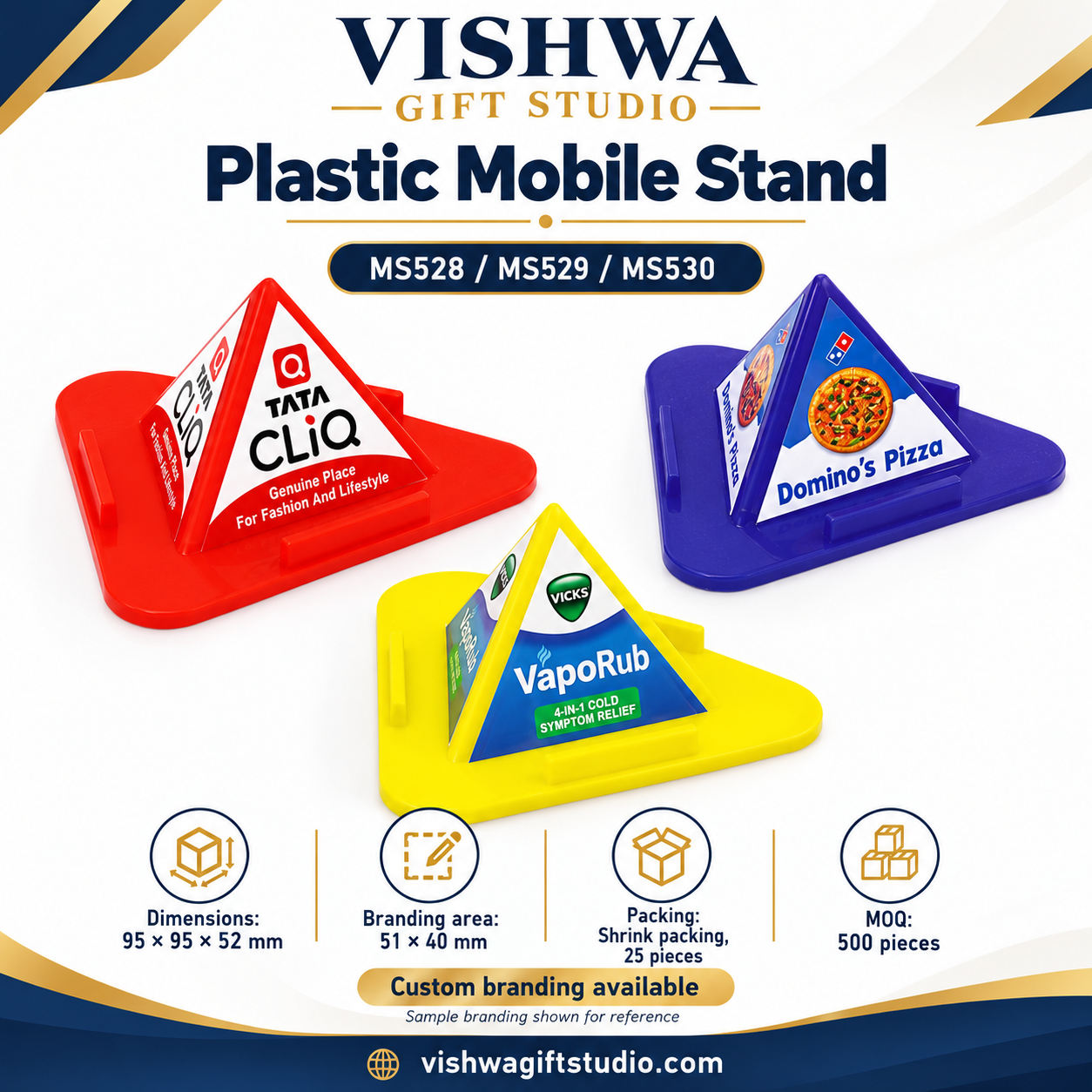 MS528 / MS529 / MS530 Triangular Plastic Mobile Stand – Three Colours - Image 2