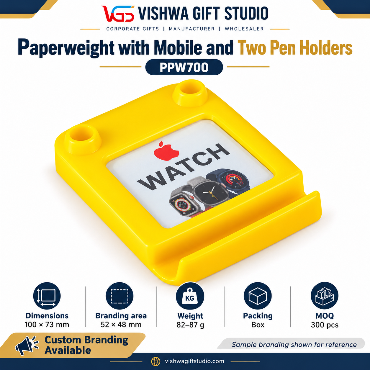 PPW700 Paperweight with Mobile and Two Pen Holders - Image 2