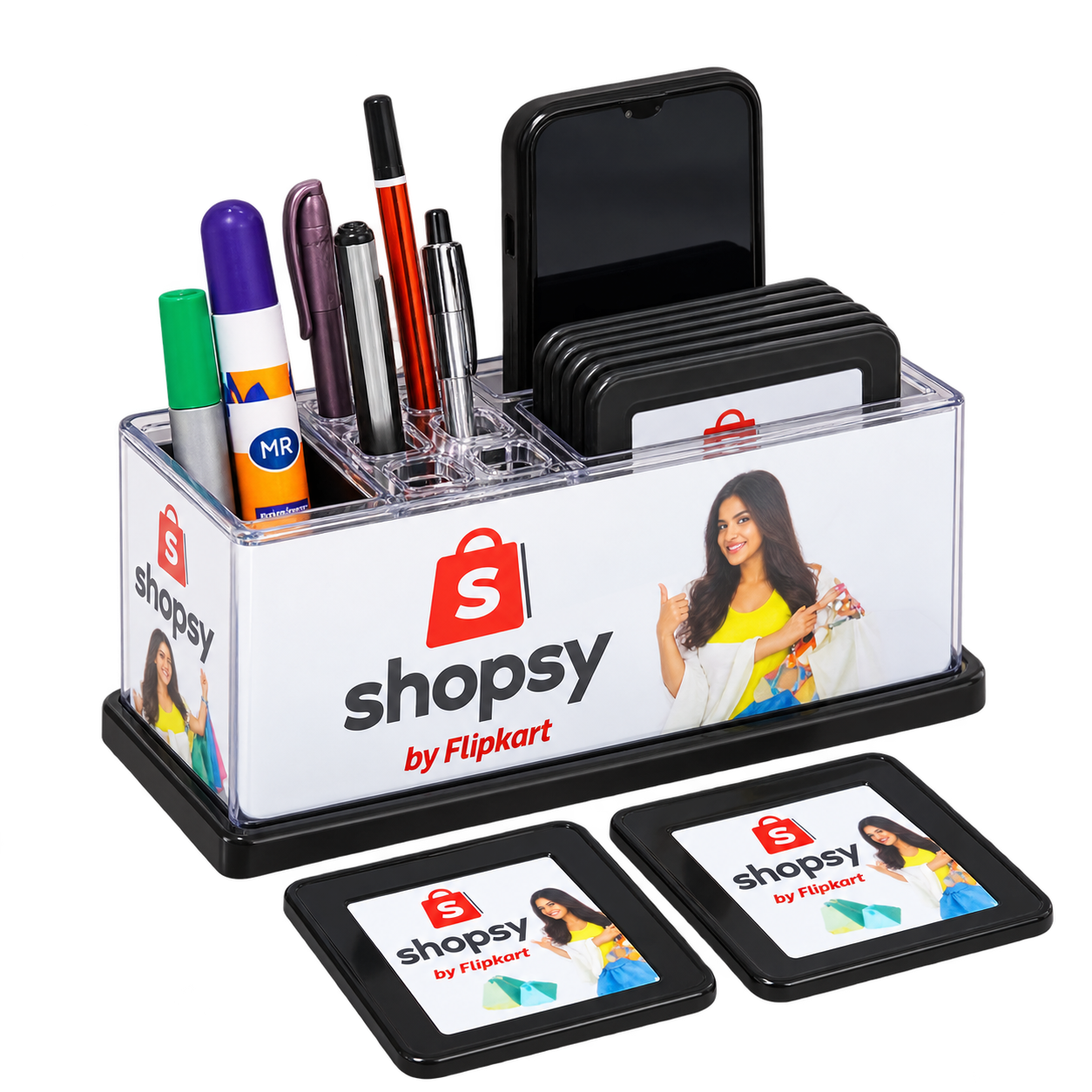 PS415 Pen Stand with Six Coasters and Mobile Holder — PS415