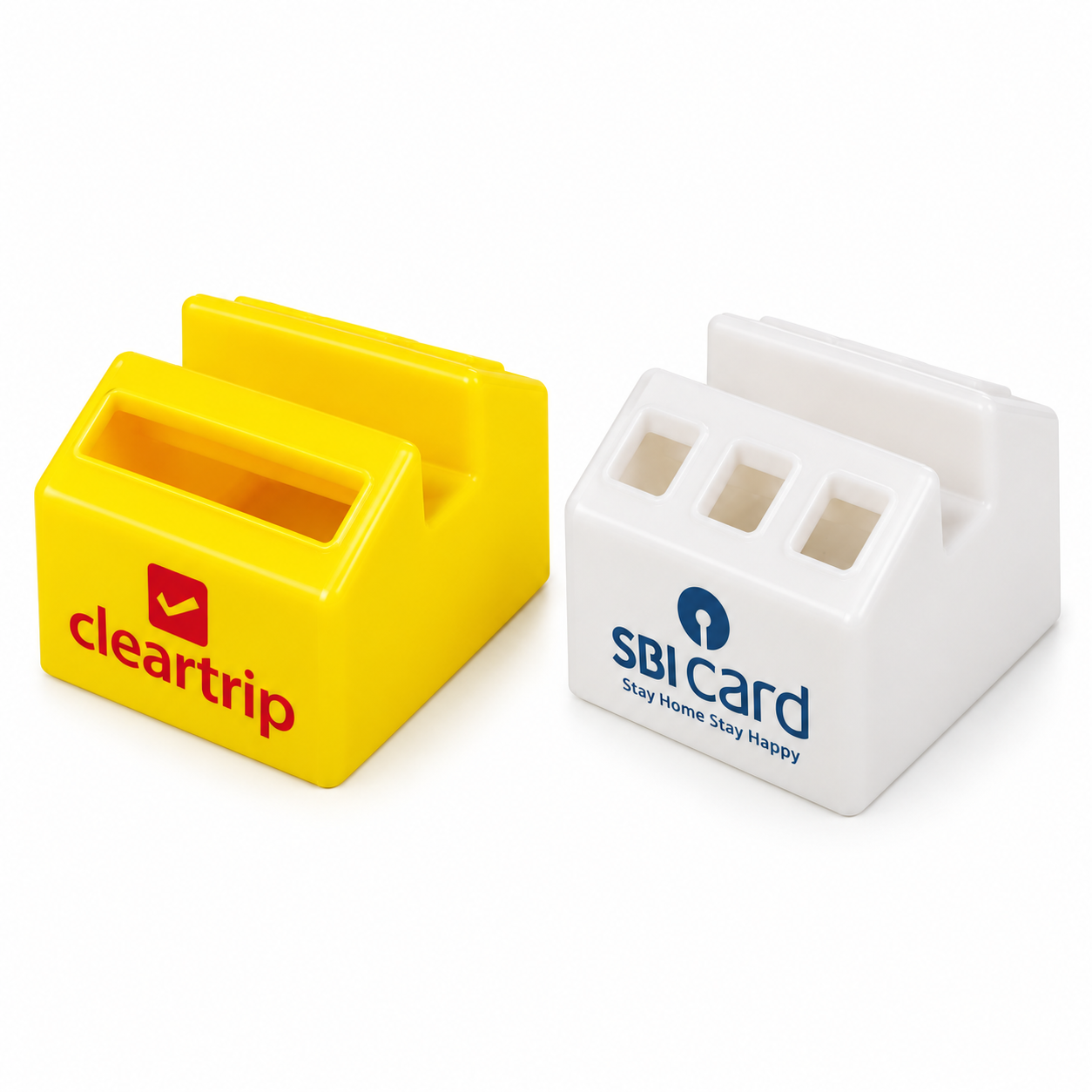 PS434 / PS435 Pen Stand with Mobile and Visiting Card Holder – Yellow & White — PS434
