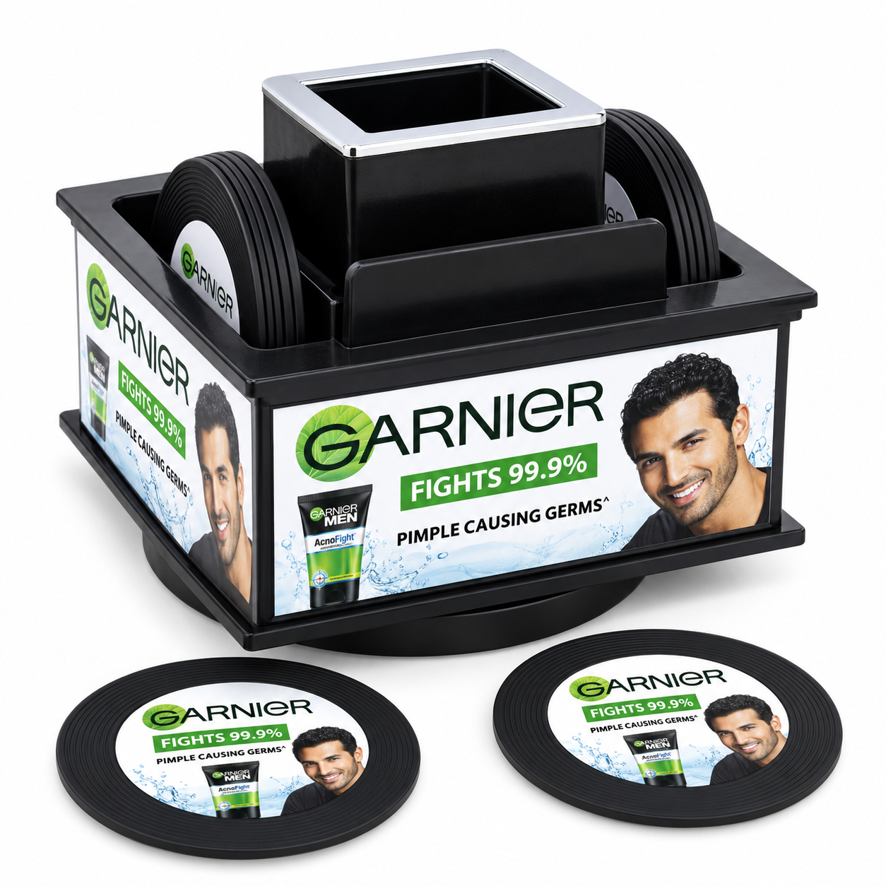 PS439 Revolving Pen Stand with Six Coasters and Visiting Card Holder — PS439
