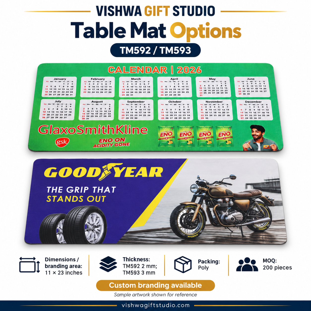 Table Mat Options – TM592 / TM593 - Image 2