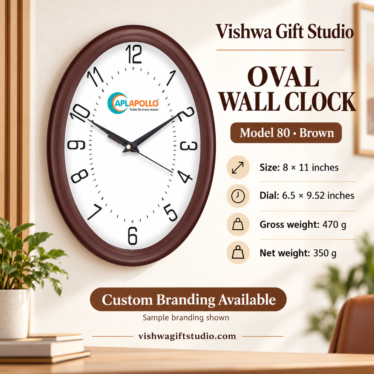 Model 80 oval wall clock promotional information