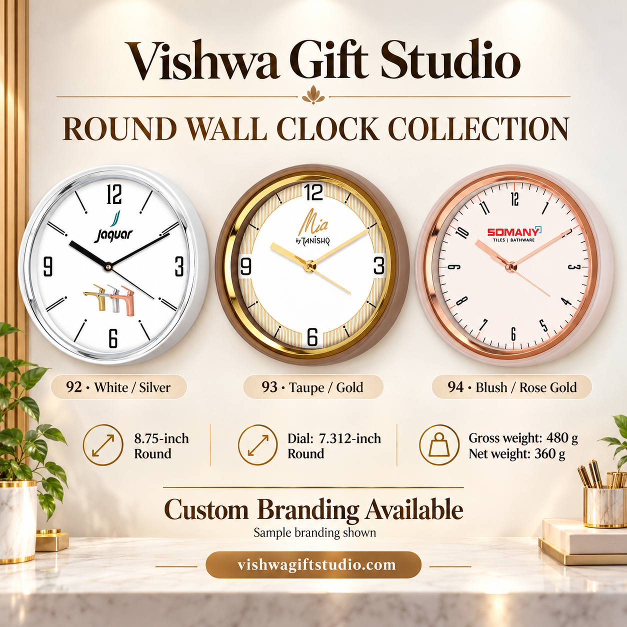 Models 92 to 94 round wall clock promotional information
