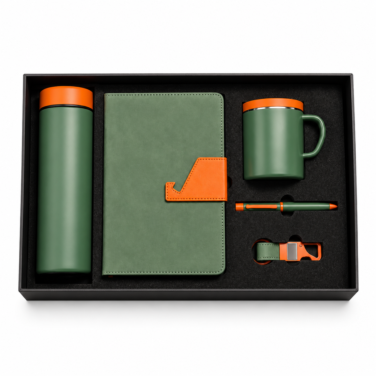5-in-1 Deluxe Executive Gift Set - Green and Orange - VGS-DW26-02 — VGS-DW26-02