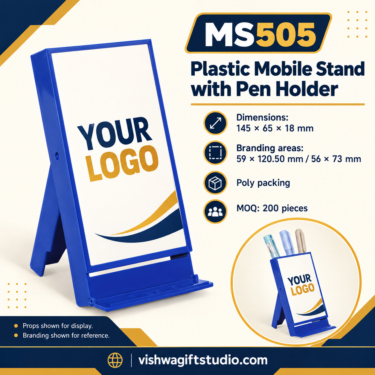 MS505 specifications, sample branding and usage view