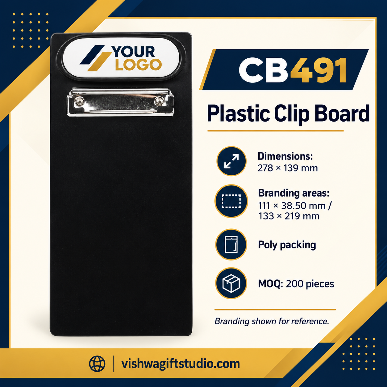 CB491 specifications and sample branding