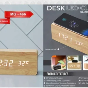 LED desk clock with wireless charger — 3005 (LED desk clock with wireless charger) — 3005