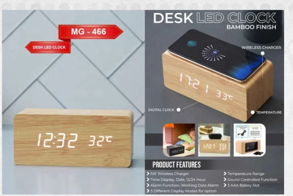 LED desk clock with wireless charger LED desk clock with wireless charger