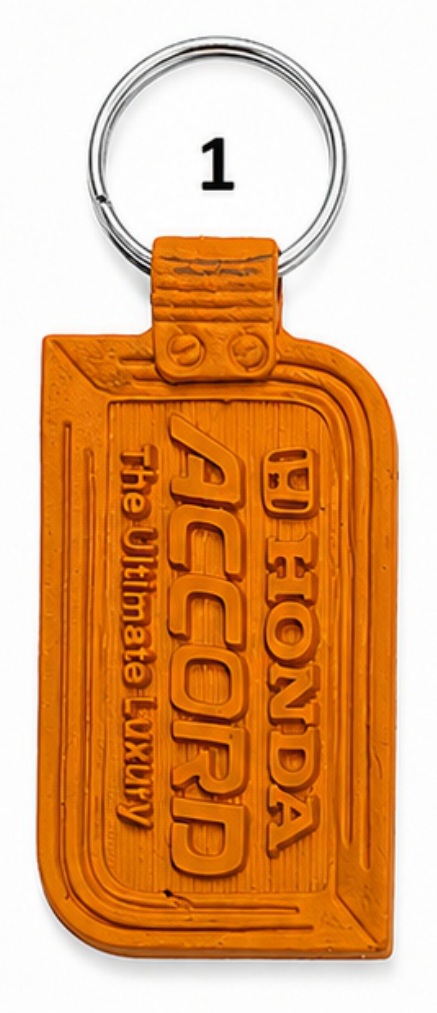 1 Orange Rectangular Die Moulded PVC Keychain - Code 1