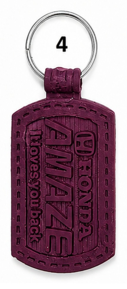 4 Purple Rectangular Die Moulded PVC Keychain - Code 4