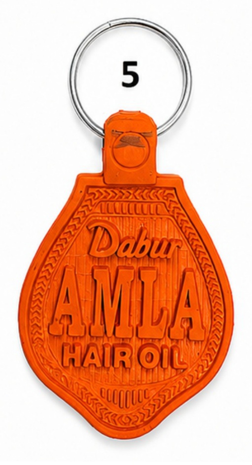 5 Orange Shield Die Moulded PVC Keychain - Code 5