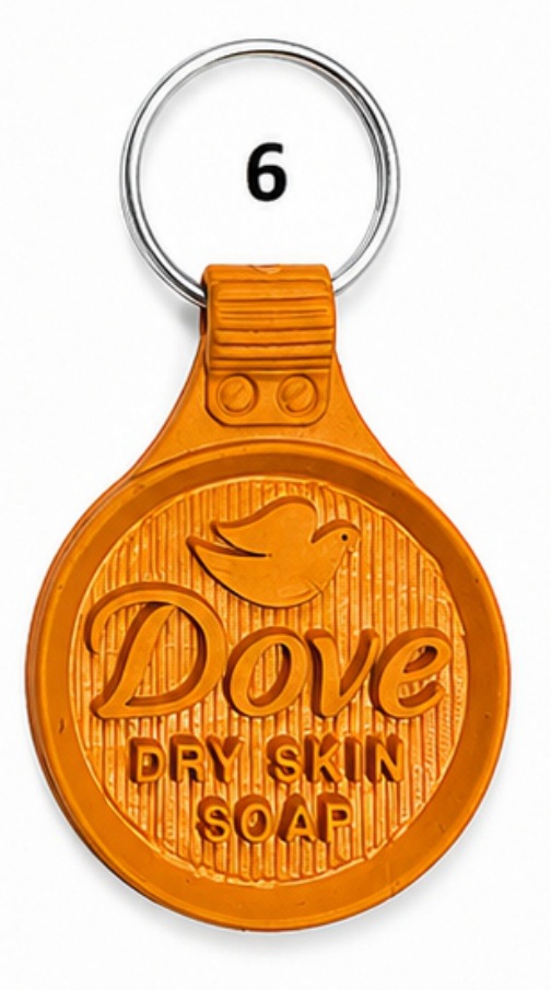 6 Orange Round Die Moulded PVC Keychain - Code 6