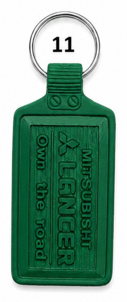 11 Green Rectangular Die Moulded PVC Keychain - Code 11