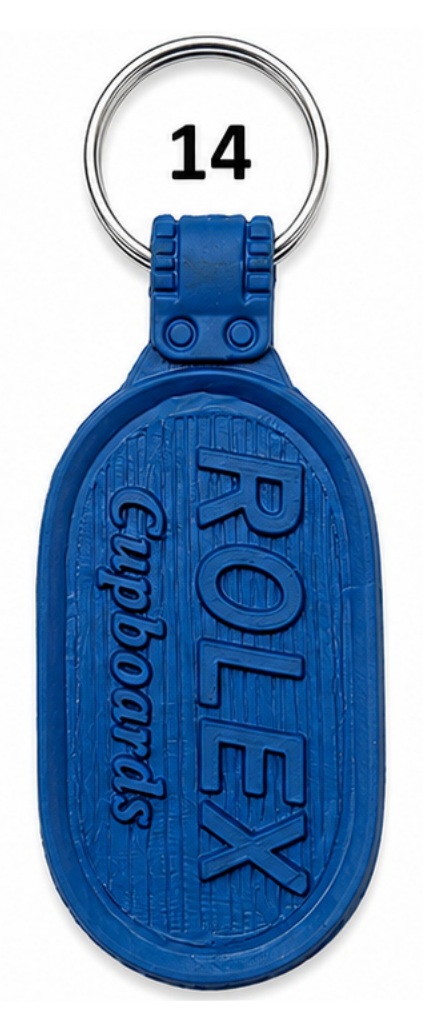 14 Blue Oval Die Moulded PVC Keychain - Code 14
