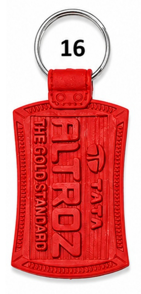 16 Red Rectangular First Quality Die Moulded PVC Keychain - Code 16
