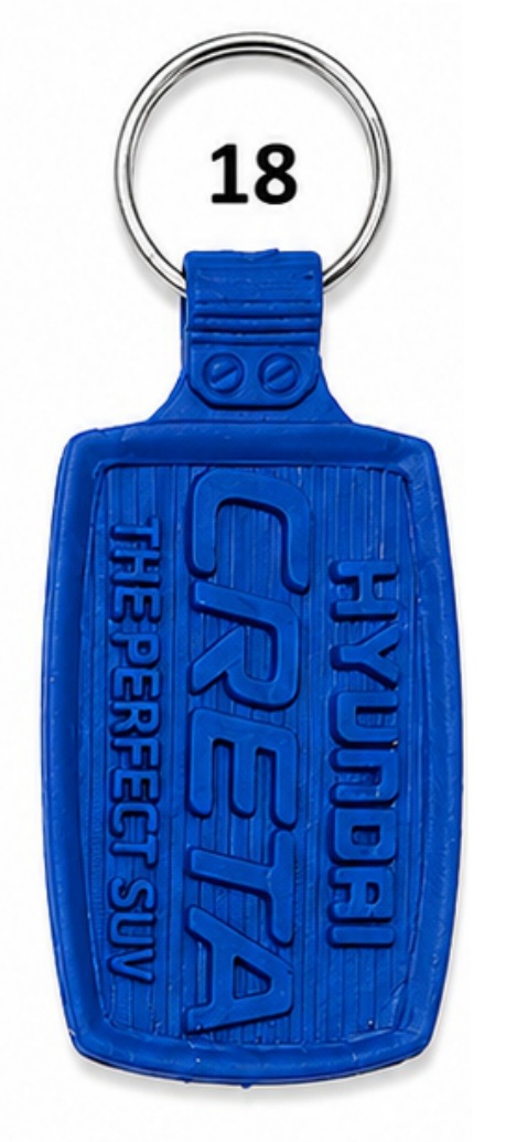 18 Blue Rounded Rectangle First Quality Die Moulded PVC Keychain - Code 18