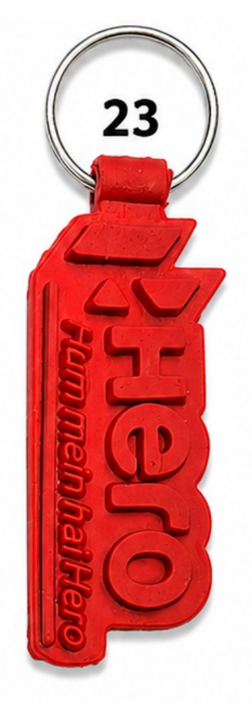 23 Red Letter Shape Two Wheeler Die Moulded PVC Keychain - Code 23