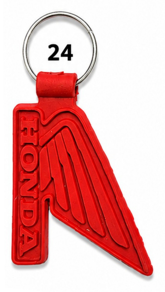 24 Red Wing Shape Two Wheeler Die Moulded PVC Keychain - Code 24